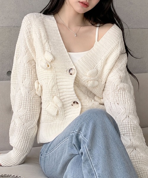 GLAMOROUS JANE(グラマラスジェーン)の「リボンモチーフニットカーディガン(カーディガン/ボレロ・レディース・ホワイト/ピンク/ブラック・FREE)」の11枚目の写真