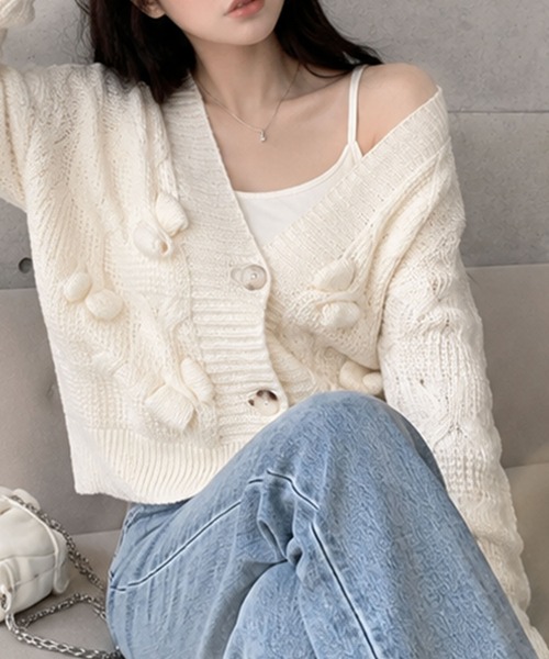 GLAMOROUS JANE(グラマラスジェーン)の「リボンモチーフニットカーディガン(カーディガン/ボレロ・レディース・ホワイト/ピンク/ブラック・FREE)」の12枚目の写真