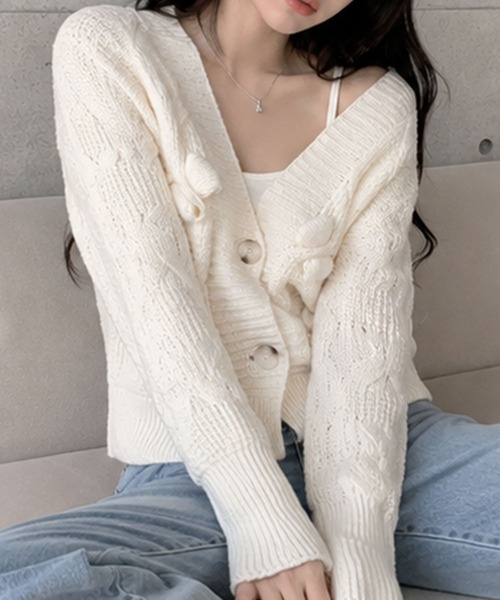 GLAMOROUS JANE(グラマラスジェーン)の「リボンモチーフニットカーディガン(カーディガン/ボレロ・レディース・ホワイト/ピンク/ブラック・FREE)」の13枚目の写真