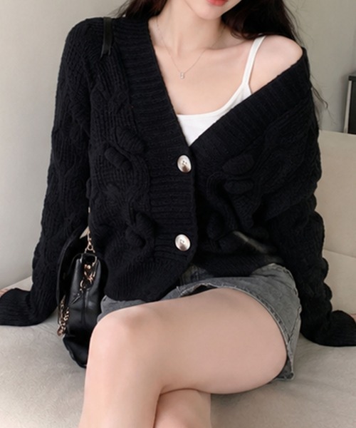 GLAMOROUS JANE(グラマラスジェーン)の「リボンモチーフニットカーディガン(カーディガン/ボレロ・レディース・ホワイト/ピンク/ブラック・FREE)」の17枚目の写真