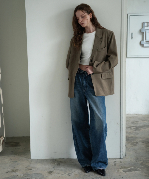 WAARFORWOMAN(ワール・フォー・ウーマン)の「W1161 ターンオーバーワイドパンツ_ディープブルー(デニムパンツ・レディース・その他・SMALL/MEDIUM/LARGE)」の5枚目の写真