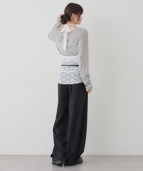 mystic(ミスティック)の「【レイヤードスタイルにも◎】レースペプラムホルターキャミ(Tシャツ/カットソー・レディース・ブラック/オフホワイト・FREE)」の9枚目の写真