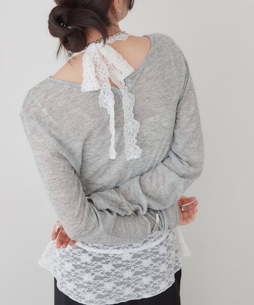 mystic(ミスティック)の「【レイヤードスタイルにも◎】レースペプラムホルターキャミ(Tシャツ/カットソー・レディース・ブラック/オフホワイト・FREE)」の11枚目の写真