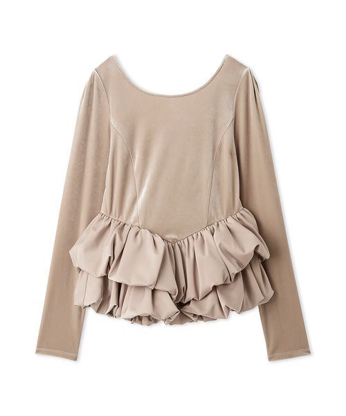 LILY BROWN（リリーブラウン）の「ベロアバルーンペプラムトップス（T