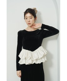 LILY BROWN（リリーブラウン）の「ベロアバルーンペプラムトップス（Tシャツ/カットソー）」