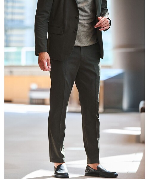 green label relaxing(グリーンレーベルリラクシング)の「【WEB限定】JUST fit ウールライク ナロー セットアップ ジャケット&パンツ -ストレッチ-(セットアップ・メンズ・ブラック/ネイビー/ダークブラウン/オリーブ/ダークグレー・XL/L/M/XXL/S/XS)」の6枚目の写真