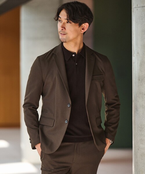 green label relaxing(グリーンレーベルリラクシング)の「【WEB限定】JUST fit ウールライク ナロー セットアップ ジャケット&パンツ -ストレッチ-(セットアップ・メンズ・ブラック/ネイビー/ダークブラウン/オリーブ/ダークグレー・XL/L/M/XXL/S/XS)」の7枚目の写真