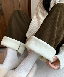 裏起毛 コーデュロイ ワイド パンツ