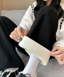 裏起毛 コーデュロイ ワイド パンツ