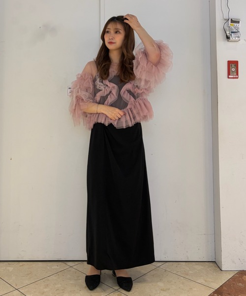 Cupid Heart(キューピッドハート)の「【Cupid Heart】結婚式用!Fluffy tulle tops(カーディガン/ボレロ・レディース・ピンク/チャコールグレー/ミント/アイボリー・MEDIUM)」の4枚目の写真