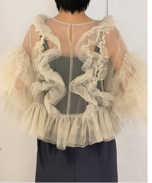Cupid Heart(キューピッドハート)の「【Cupid Heart】結婚式用!Fluffy tulle tops(カーディガン/ボレロ・レディース・ピンク/チャコールグレー/ミント/アイボリー・MEDIUM)」の12枚目の写真