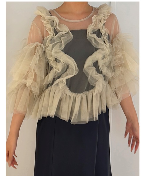 Cupid Heart(キューピッドハート)の「【Cupid Heart】結婚式用!Fluffy tulle tops(カーディガン/ボレロ・レディース・ピンク/チャコールグレー/ミント/アイボリー・MEDIUM)」の13枚目の写真