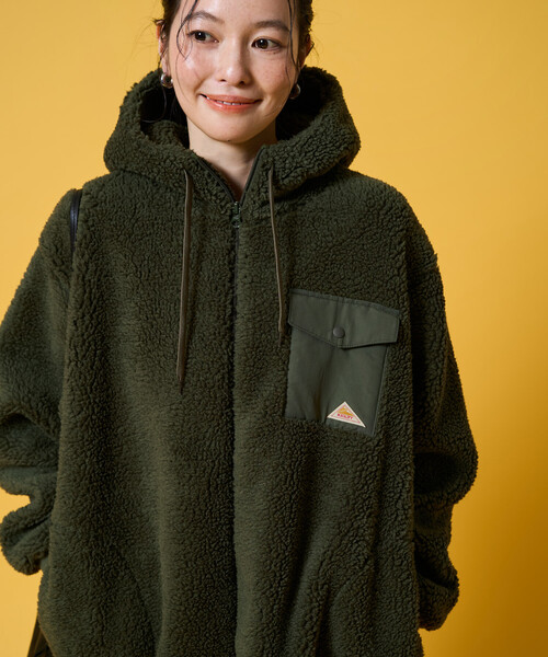 FREAK'S STORE(フリークスストア)の「限定展開 KELTY × FREAK'S STORE/ケルティ 別注 ボア フーディー ミドル コート(その他アウター・レディース・ブラック/ナチュラル/オリーブ・フリ-)」の3枚目の写真