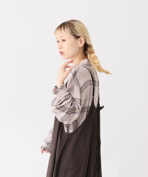 HEART MARKET（ハートマーケット）の「襟フリルチェックブラウス（シャツ/ブラウス・レディース・ベージュ/グリーン/パープル/ブラウン/ナチュラル・FREE）」の20枚目の写真