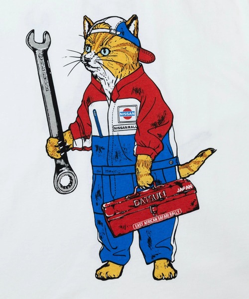 go slow caravan(ゴースローキャラバン)の「NISSAN × gsc USA/C RALLYメカニック猫Tシャツ(Tシャツ/カットソー・メンズ・ホワイト/ブラック・X-LARGE/LARGE/MEDIUM)」の13枚目の写真