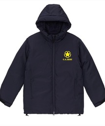 Ol' Basics(オール・ベーシックス) フェイクダウンジャケット 中綿 フード付き U.S.ARMY ロゴプリント シームレス 中綿ジャケット パデッドジャケット アウター アメカジ ミリタリー メンズ レディース ユニセックス