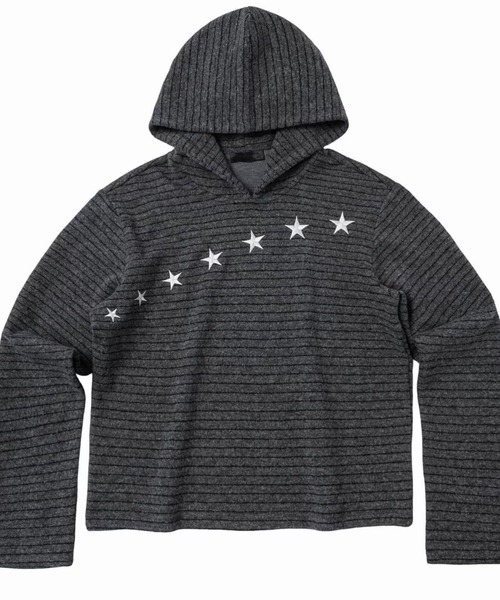 FreeZone(フリーゾーン)の「星刺繍 ボーダーパーカー(パーカー・レディース・ブラック・F)」の21枚目の写真
