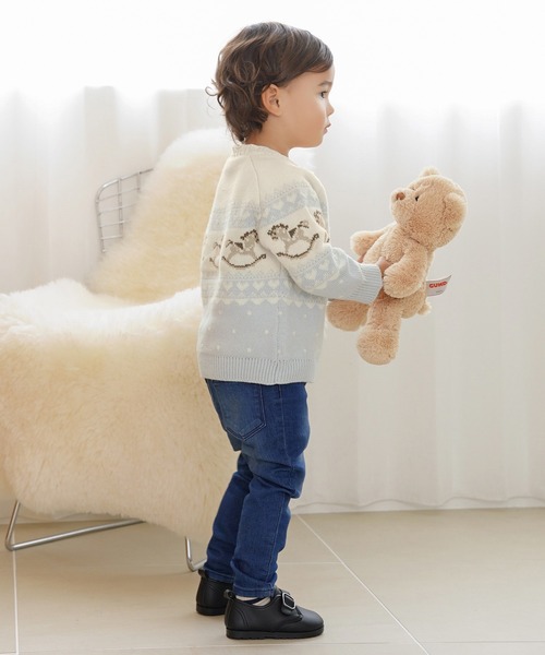 le reve vaniller(ル レーヴ ヴァニレ)の「vaniller kids 木馬柄 ノルディック ニット le reve vaniller(ニット/セーター・レディース・サックスブルー/ピンク/チャコール・L(110-120cm)/M(90-100))」の4枚目の写真