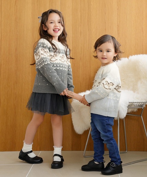 le reve vaniller(ル レーヴ ヴァニレ)の「vaniller kids 木馬柄 ノルディック ニット le reve vaniller(ニット/セーター・レディース・サックスブルー/ピンク/チャコール・L(110-120cm)/M(90-100))」の10枚目の写真