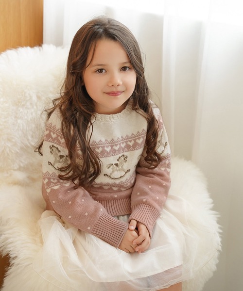 le reve vaniller(ル レーヴ ヴァニレ)の「vaniller kids 木馬柄 ノルディック ニット le reve vaniller(ニット/セーター・レディース・サックスブルー/ピンク/チャコール・L(110-120cm)/M(90-100))」の12枚目の写真