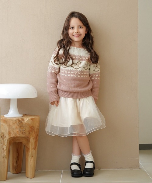 le reve vaniller(ル レーヴ ヴァニレ)の「vaniller kids 木馬柄 ノルディック ニット le reve vaniller(ニット/セーター・レディース・サックスブルー/ピンク/チャコール・L(110-120cm)/M(90-100))」の13枚目の写真
