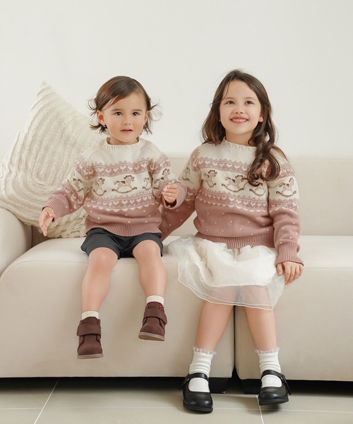 le reve vaniller(ル レーヴ ヴァニレ)の「vaniller kids 木馬柄 ノルディック ニット le reve vaniller(ニット/セーター・レディース・サックスブルー/ピンク/チャコール・L(110-120cm)/M(90-100))」の15枚目の写真