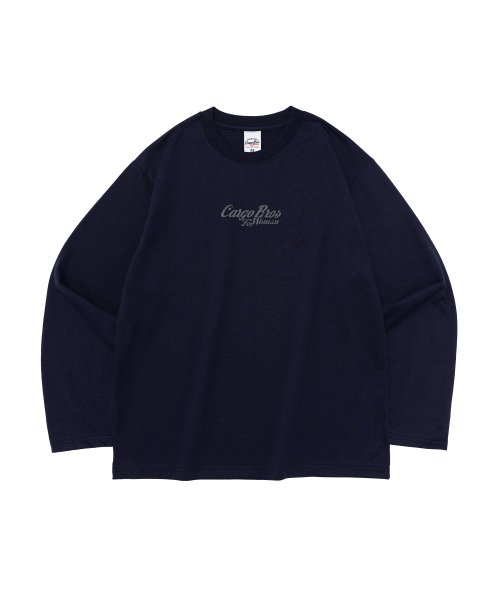 CARGOBROS FOR WOMAN(カーゴブロスフォーウィメン)の「ヴィンテージクラックロゴ ロングスリーブTシャツ(ネイビー)(Tシャツ/カットソー・レディース・その他・SMALL/MEDIUM/LARGE/X-LARGE)」の1枚目の写真