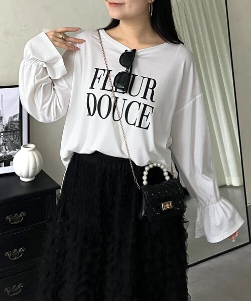 prose verse(プロズヴェール)の「キャンディスリーブロゴロンT(Tシャツ/カットソー・レディース・ブラック/オフホワイト・FREE)」の1枚目の写真
