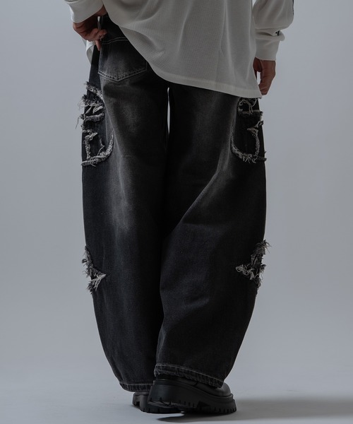 improves(インプローブス)の「ダメージモチーフ カーブデニムパンツ(デニムパンツ・メンズ・ブラック/ブラック系・LARGE/MEDIUM)」の5枚目の写真