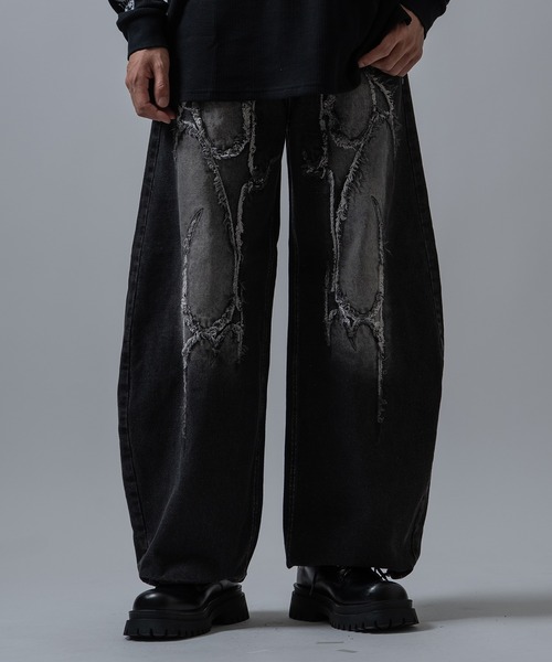 improves(インプローブス)の「ダメージモチーフ カーブデニムパンツ(デニムパンツ・メンズ・ブラック/ブラック系・LARGE/MEDIUM)」の12枚目の写真