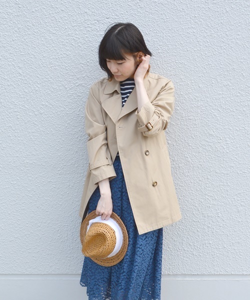 liflattie ships（リフラティ シップス）の「liflattie ships:コンパクトギャバ トレンチコート（トレンチコート・レディース・ネイビー/ベージュ/オリーブ・MEDIUM/SMALL）」の2枚目の写真