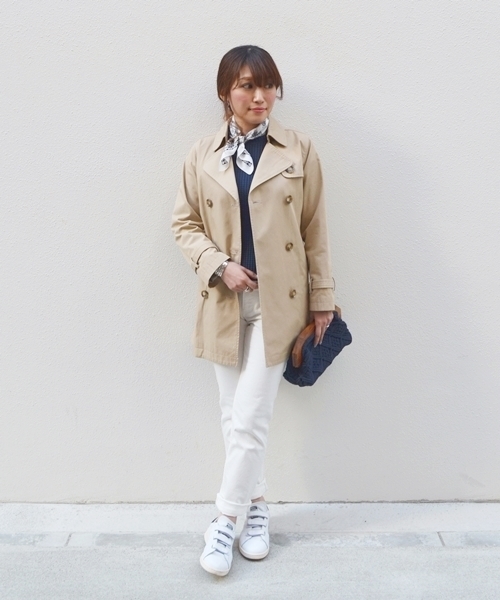 liflattie ships（リフラティ シップス）の「liflattie ships:コンパクトギャバ トレンチコート（トレンチコート・レディース・ネイビー/ベージュ/オリーブ・MEDIUM/SMALL）」の17枚目の写真