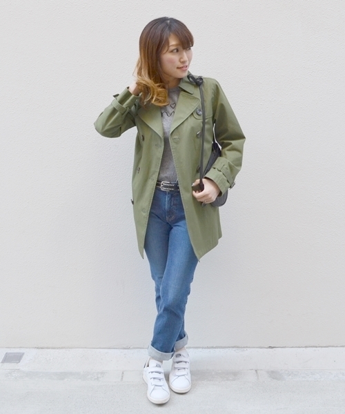 liflattie ships（リフラティ シップス）の「liflattie ships:コンパクトギャバ トレンチコート（トレンチコート・レディース・ネイビー/ベージュ/オリーブ・MEDIUM/SMALL）」の20枚目の写真