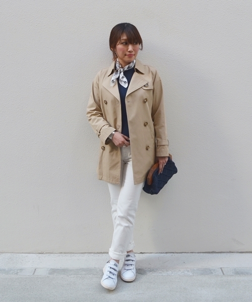 liflattie ships（リフラティ シップス）の「liflattie ships:コンパクトギャバ トレンチコート（トレンチコート・レディース・ネイビー/ベージュ/オリーブ・MEDIUM/SMALL）」の14枚目の写真