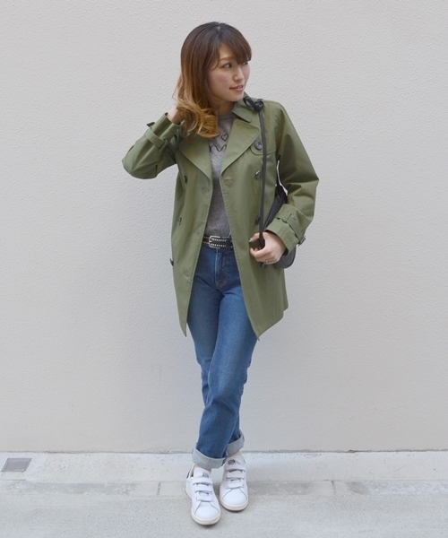 liflattie ships（リフラティ シップス）の「liflattie ships:コンパクトギャバ トレンチコート（トレンチコート・レディース・ネイビー/ベージュ/オリーブ・MEDIUM/SMALL）」の15枚目の写真