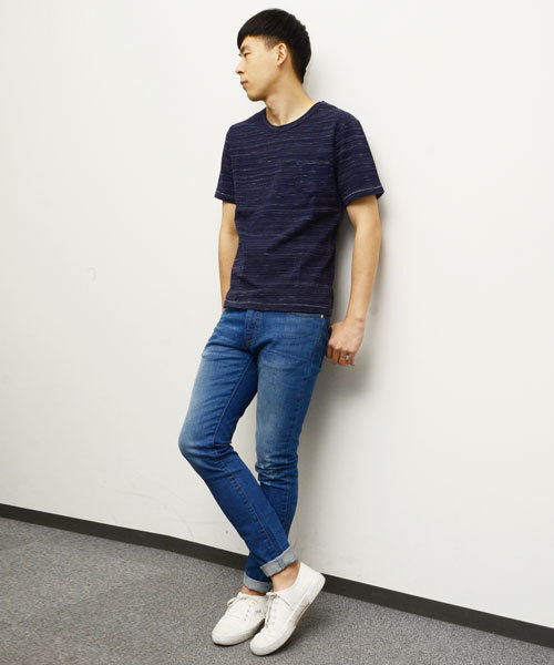 HAMNETT（ハムネット）の「【HAMNETT】 コブラステッチショートスリーブ / カットソー（Tシャツ/カットソー・メンズ・ホワイト/ネイビー・LARGE/MEDIUM/SMALL）」の11枚目の写真