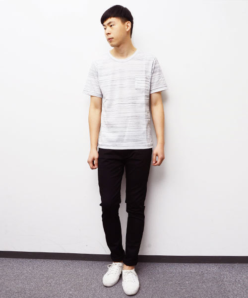 HAMNETT（ハムネット）の「【HAMNETT】 コブラステッチショートスリーブ / カットソー（Tシャツ/カットソー・メンズ・ホワイト/ネイビー・LARGE/MEDIUM/SMALL）」の9枚目の写真