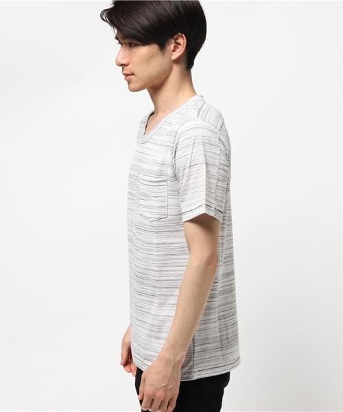 HAMNETT（ハムネット）の「【HAMNETT】 コブラステッチショートスリーブ / カットソー（Tシャツ/カットソー・メンズ・ホワイト/ネイビー・LARGE/MEDIUM/SMALL）」の3枚目の写真