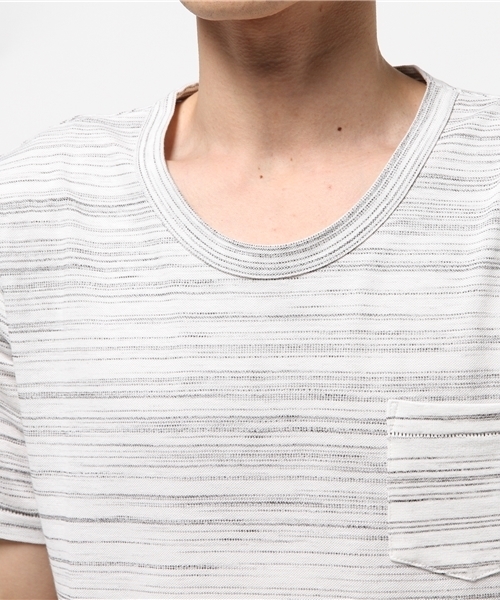 HAMNETT（ハムネット）の「【HAMNETT】 コブラステッチショートスリーブ / カットソー（Tシャツ/カットソー・メンズ・ホワイト/ネイビー・LARGE/MEDIUM/SMALL）」の5枚目の写真