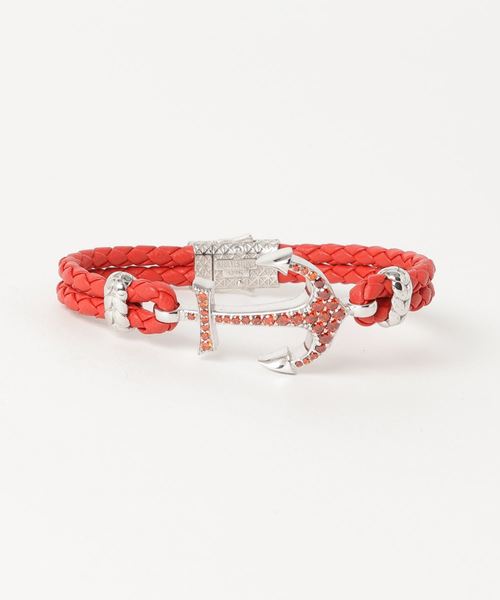 ATOLYESTONE(アトリエストーン)の「Nappa Leather Anchor Bracelet(ブレスレット)」|レッド系その他