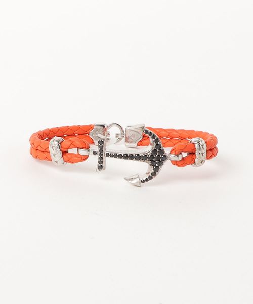 ATOLYESTONE(アトリエストーン)の「Nappa Leather Anchor Bracelet(ブレスレット)」|オレンジ