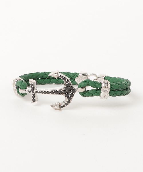 ATOLYESTONE(アトリエストーン)の「Nappa Leather Anchor Bracelet(ブレスレット)」|グリーン