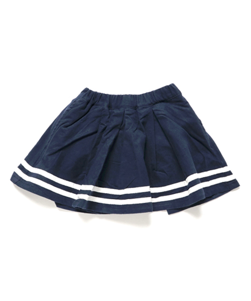 Tappet（タペット）の「[110-150]オックス起毛ライン入りタックスカート（スカート・キッズ・チャコールグレー/ネイビー・110cm/150cm/130cm/140cm/120cm）」の2枚目の写真