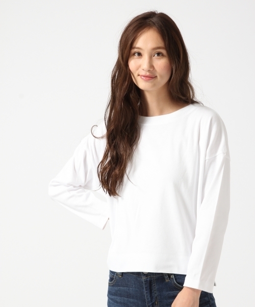 GLOBAL WORK(グローバルワーク)の「スーピマクルーネックプルオーバー長袖/725119(Tシャツ/カットソー・レディース・その他/ライトピンク/グレー/ネイビー/ホワイト・LARGE/MEDIUM/SMALL)」の2枚目の写真