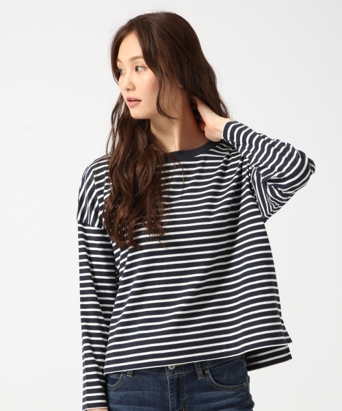 GLOBAL WORK(グローバルワーク)の「スーピマクルーネックプルオーバー長袖/725119(Tシャツ/カットソー・レディース・その他/ライトピンク/グレー/ネイビー/ホワイト・LARGE/MEDIUM/SMALL)」の1枚目の写真