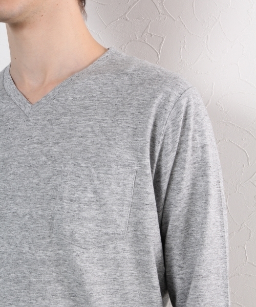 GLOBAL WORK（グローバルワーク）の「【高品質素材】スーピマＶネック長袖Ｔ/724194（Tシャツ/カットソー・メンズ・ホワイト/グレー/ネイビー/グリーン系その他・LARGE/SMALL/MEDIUM/X-LARGE）」の13枚目の写真