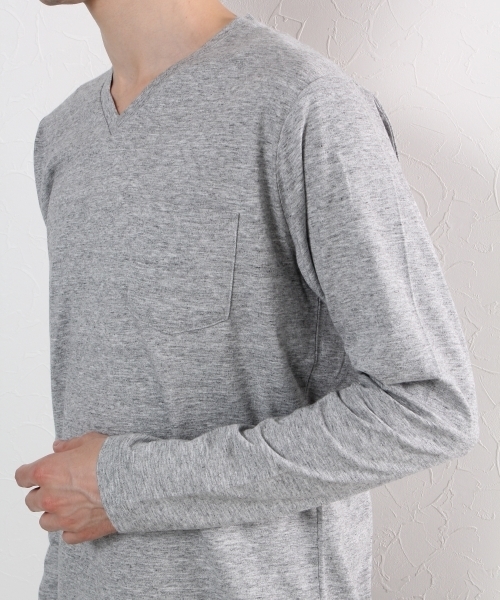 GLOBAL WORK（グローバルワーク）の「【高品質素材】スーピマＶネック長袖Ｔ/724194（Tシャツ/カットソー・メンズ・ホワイト/グレー/ネイビー/グリーン系その他・LARGE/SMALL/MEDIUM/X-LARGE）」の5枚目の写真