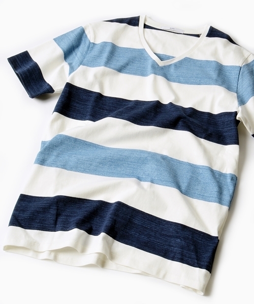 SHIPS(シップス)の「SC: "MADE IN JAPAN" マルチ ワイドボーダー Vネック Tシャツ■(Tシャツ/カットソー・メンズ・ピンク/キャメル/チャコールグレー/ヘザーグレー/ブルー系その他/ロイヤルブルー/オレンジ系その他/ネイビー/ピンク系その他/レッド系その他・SMALL/LARGE/X-LARGE/MEDIUM)」の7枚目の写真