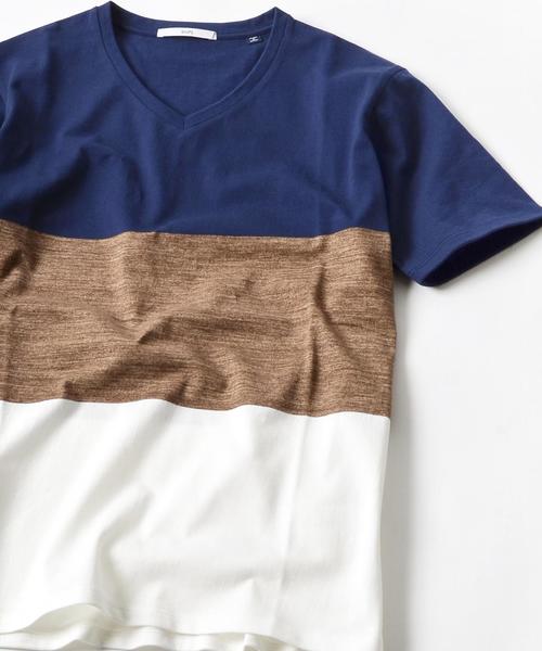 SHIPS(シップス)の「SC: "MADE IN JAPAN" マルチ ワイドボーダー Vネック Tシャツ■(Tシャツ/カットソー・メンズ・ピンク/キャメル/チャコールグレー/ヘザーグレー/ブルー系その他/ロイヤルブルー/オレンジ系その他/ネイビー/ピンク系その他/レッド系その他・SMALL/LARGE/X-LARGE/MEDIUM)」の16枚目の写真