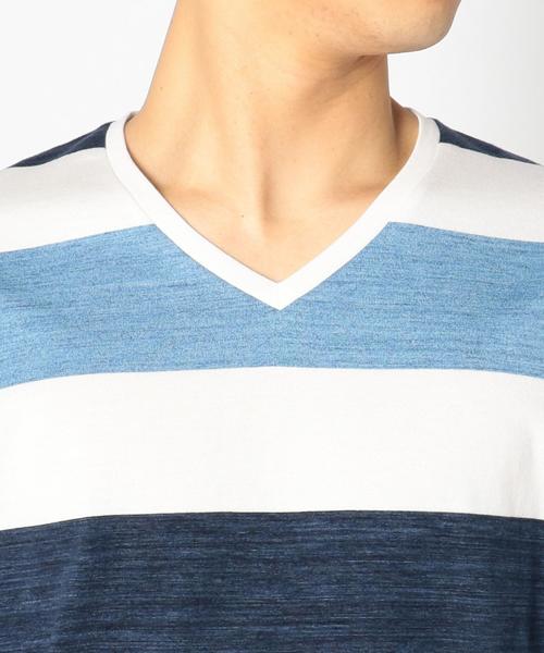 SHIPS(シップス)の「SC: "MADE IN JAPAN" マルチ ワイドボーダー Vネック Tシャツ■(Tシャツ/カットソー・メンズ・ピンク/キャメル/チャコールグレー/ヘザーグレー/ブルー系その他/ロイヤルブルー/オレンジ系その他/ネイビー/ピンク系その他/レッド系その他・SMALL/LARGE/X-LARGE/MEDIUM)」の17枚目の写真